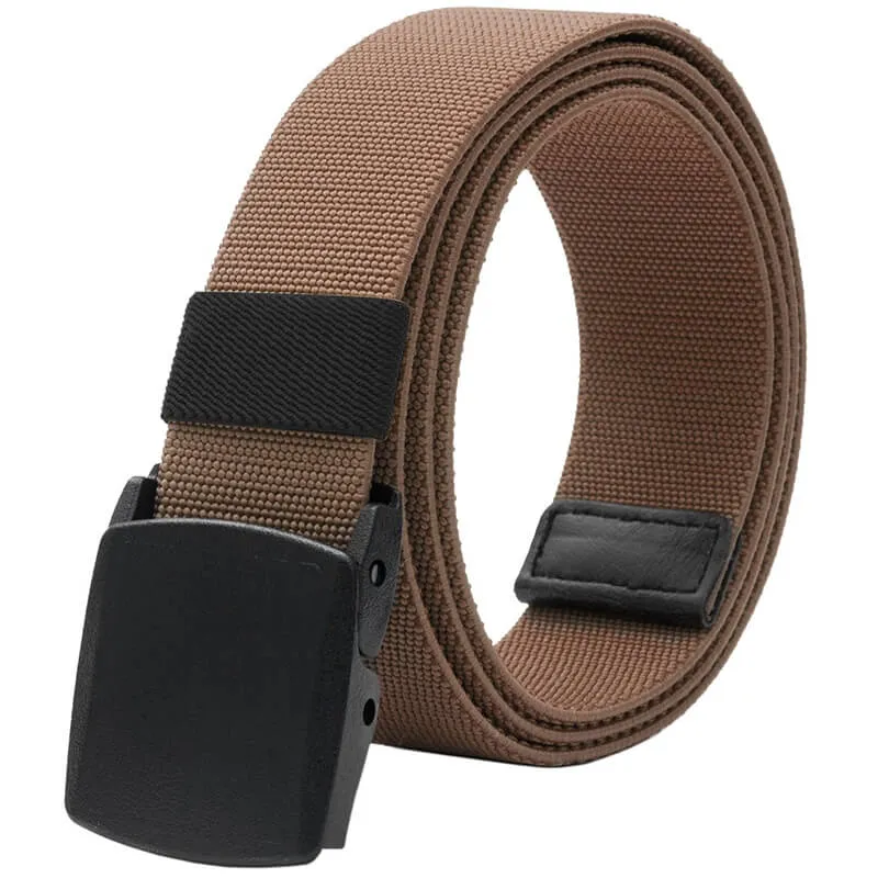 Men's Elastic Stretch Belts with Plastic Buckle for Work Sports, Easy Trim to Fit 27- 46" Waist