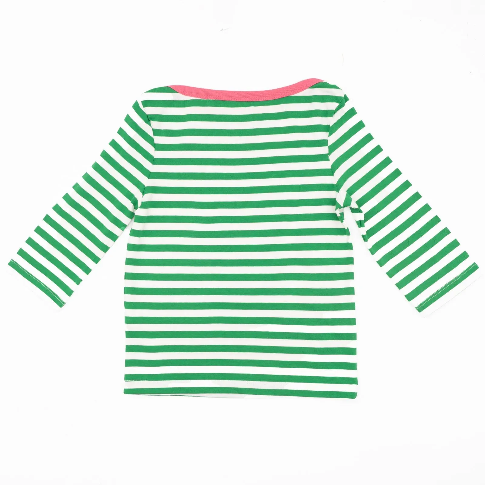 Mini Boden Girls Green Stripe Cotton Jersey Long Sleeve Tops