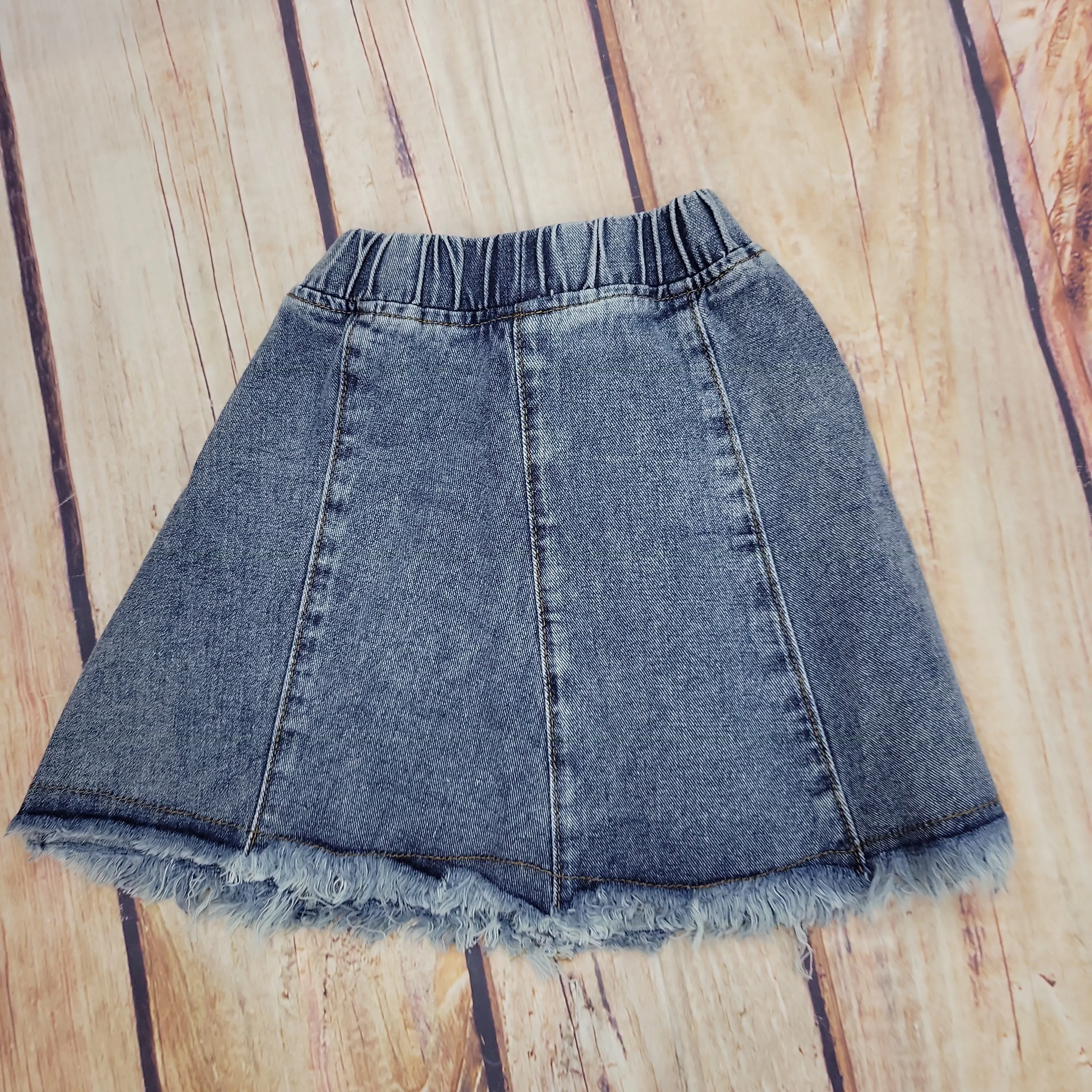 M.L.KIDS SHAGGY HEM DENIM SKIRT