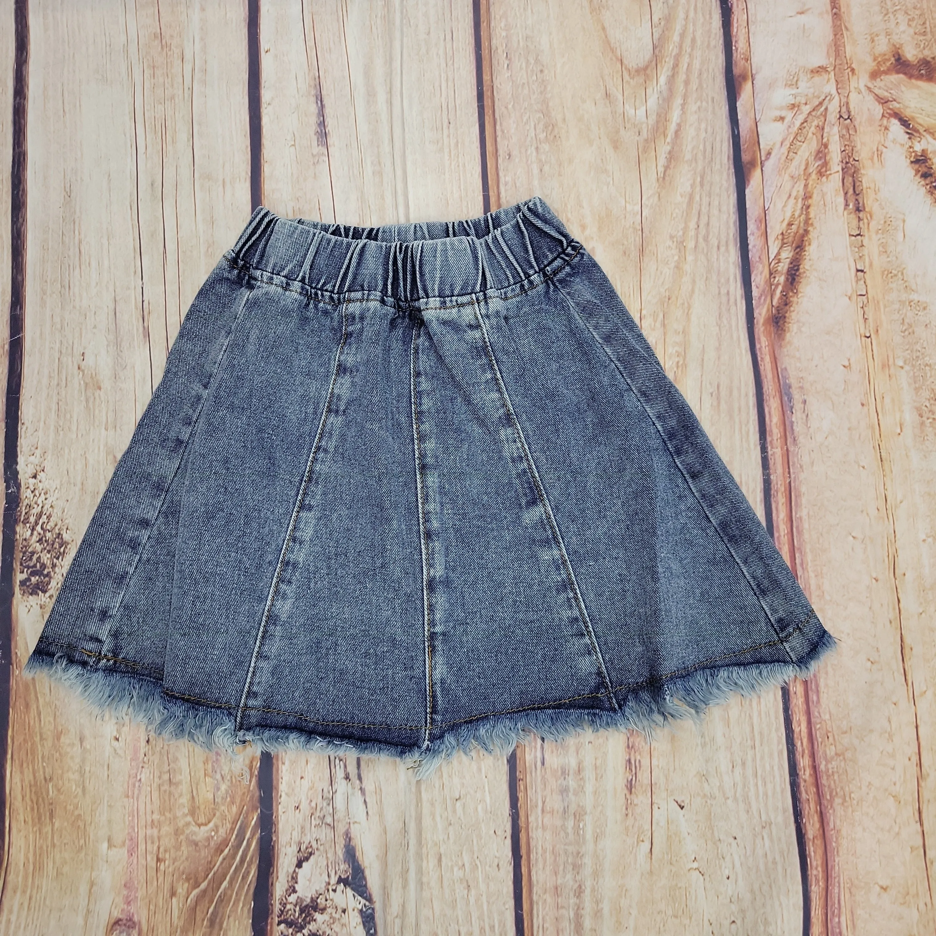 M.L.KIDS SHAGGY HEM DENIM SKIRT