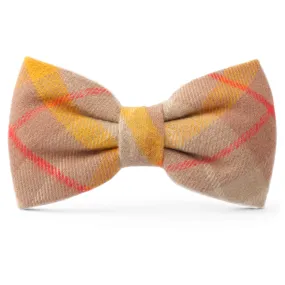 Mustard Plaid Flannel Dog Bow Tie