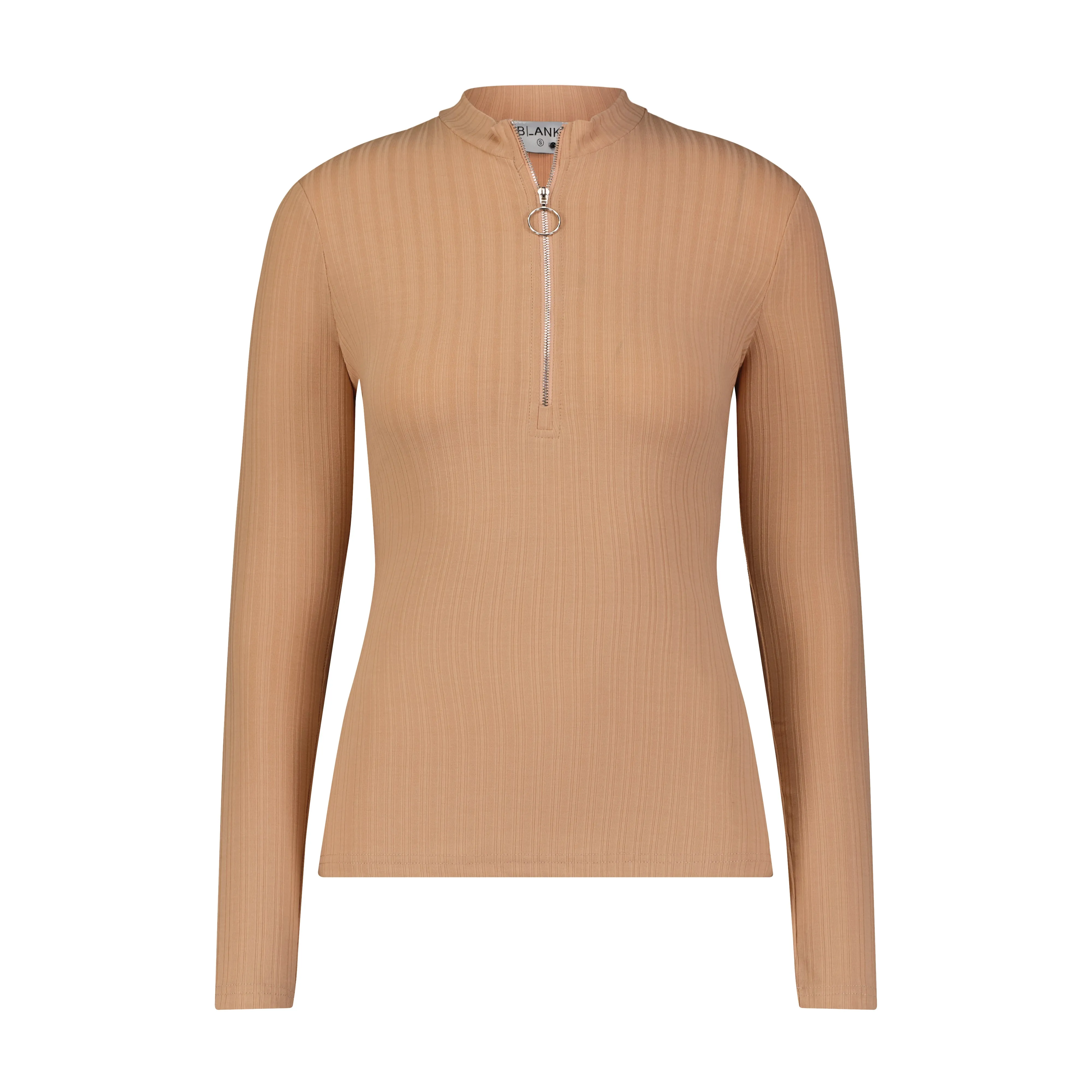 Neutral Double Ribbed Half Zip Tee