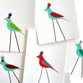 New! Party Bird / handmade, cut-paper greeting card