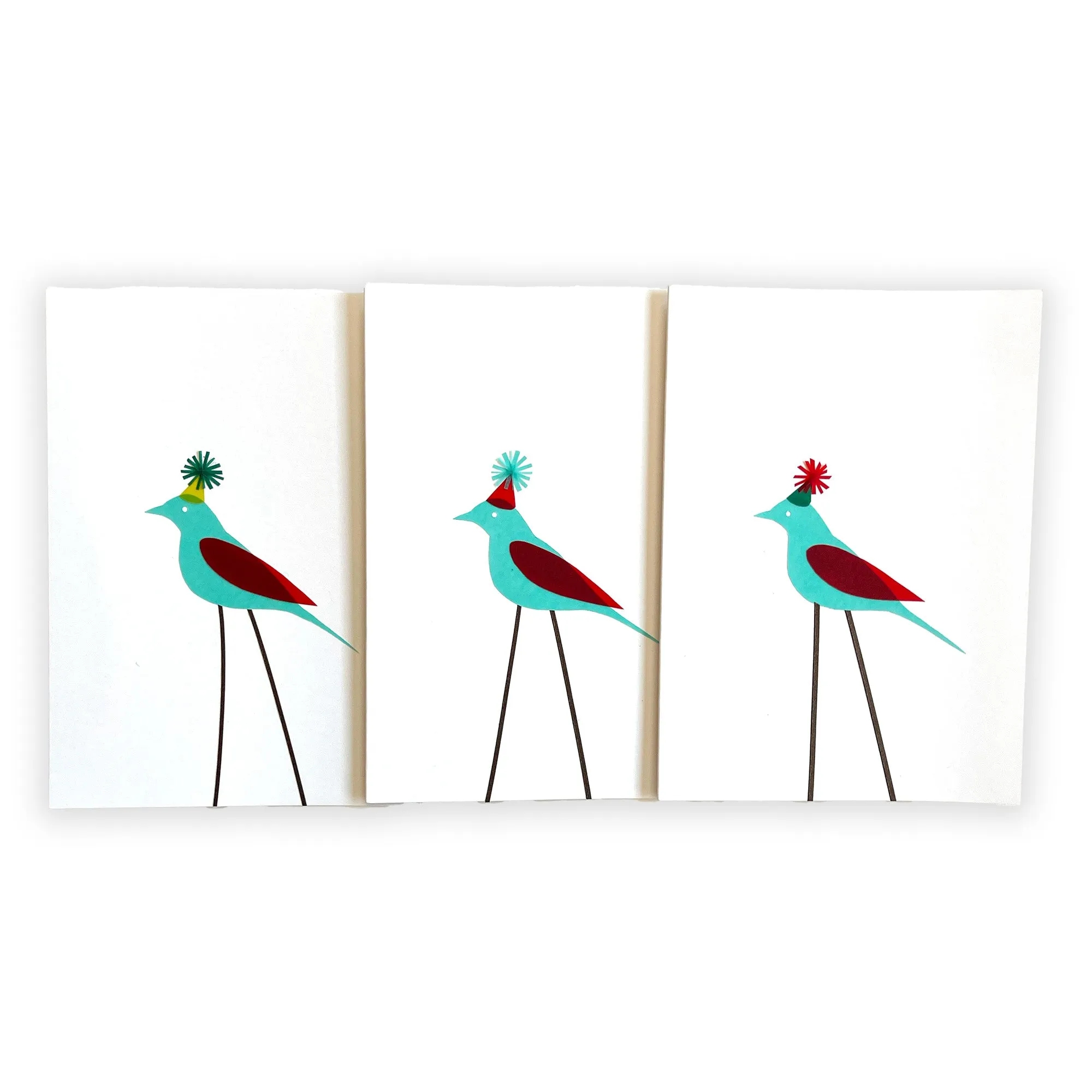 New! Party Bird / handmade, cut-paper greeting card