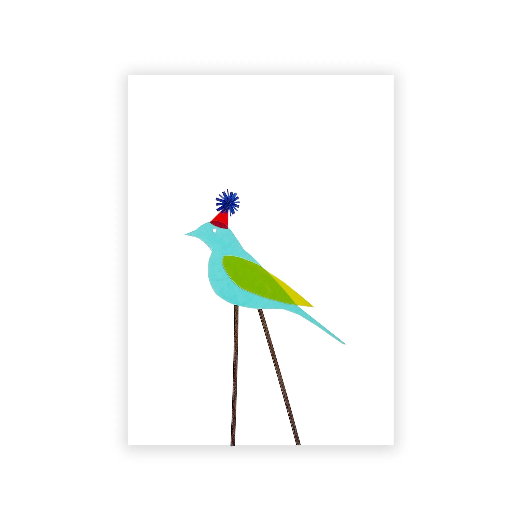 New! Party Bird / handmade, cut-paper greeting card