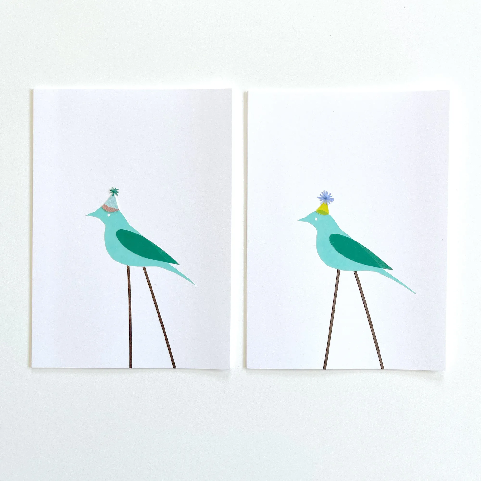 New! Party Bird / handmade, cut-paper greeting card