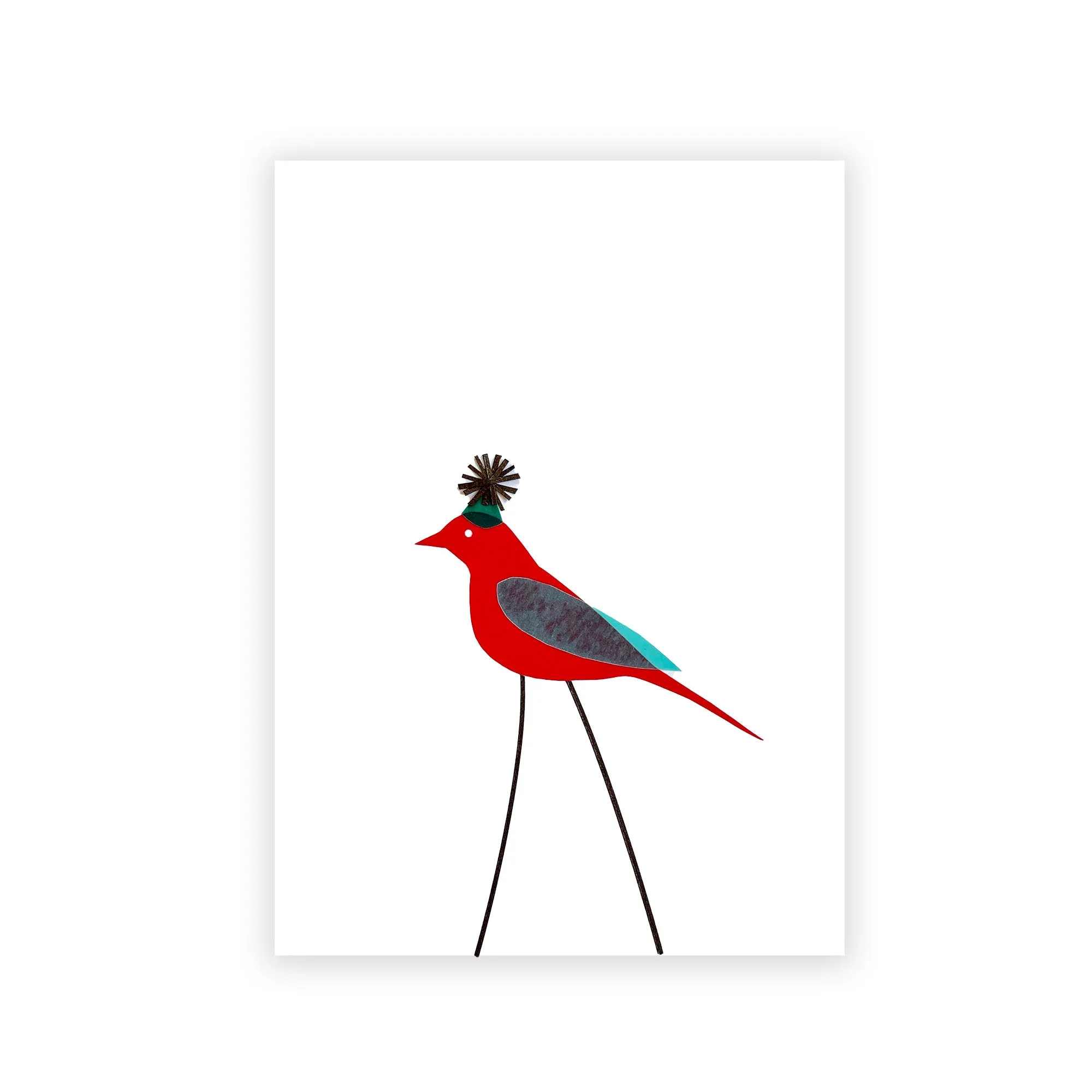 New! Party Bird / handmade, cut-paper greeting card