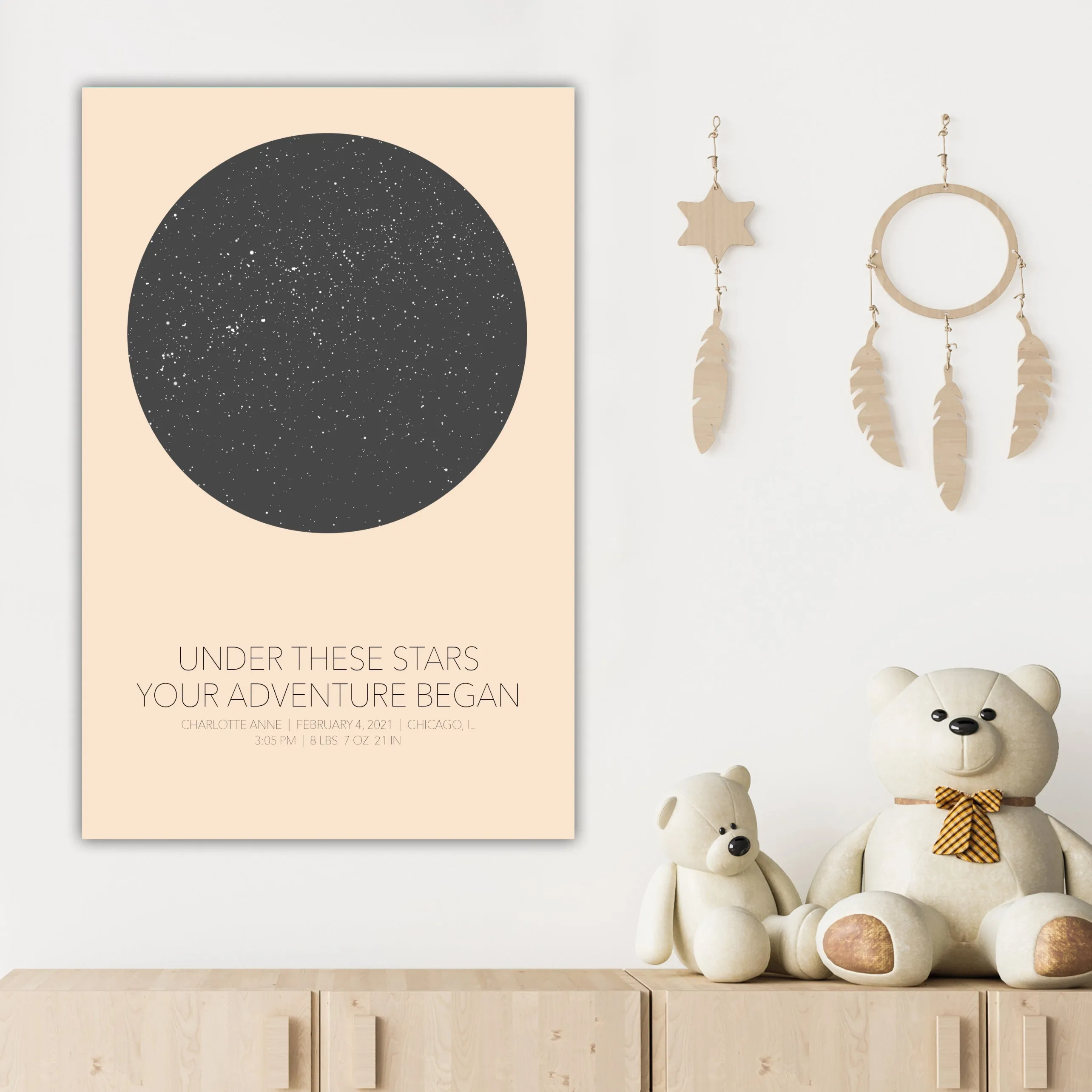 Newborn Star Map Canvas Wall Art