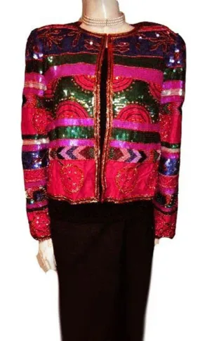 NIPON NIGHT EVENING JACKET ENCRUSTED WITH SPARKLING BEADS & SEQUINS