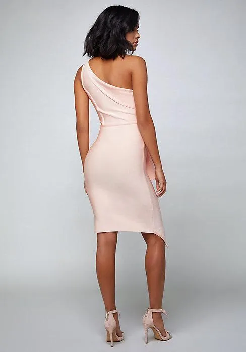 One Shoulder Pink Bandage Dress