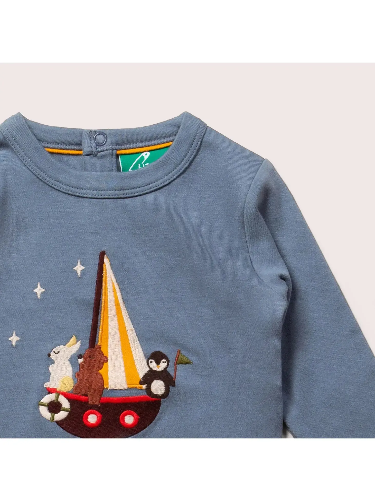 Organic Stormy Seas Chest Applique Long Sleeve T-Shirt