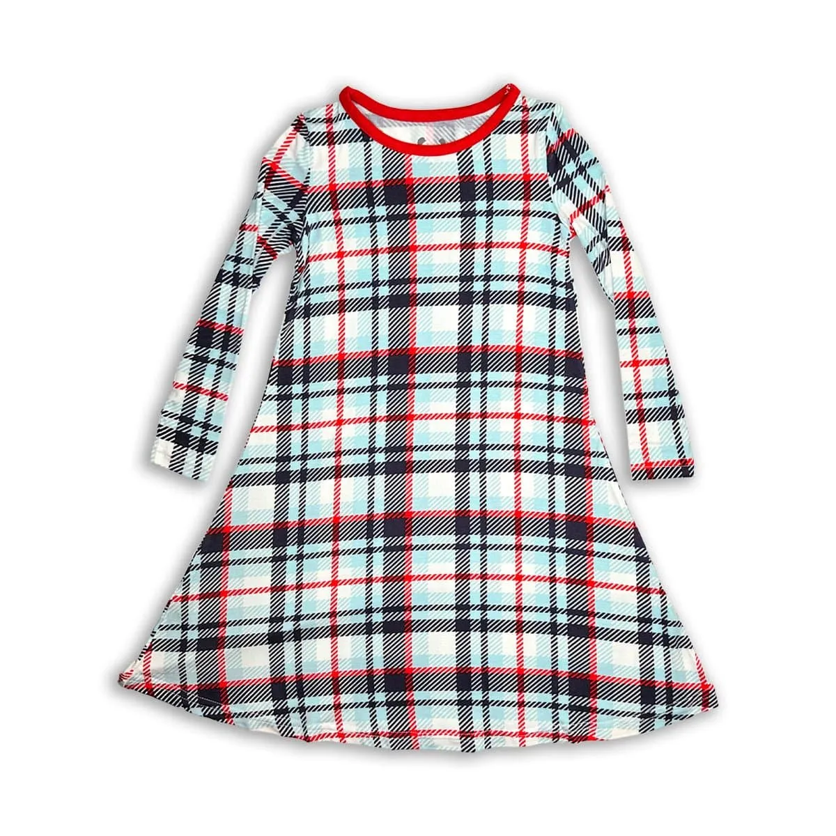 Original Holiday Plaid Bamboo Girls' Long Sleeve Dress