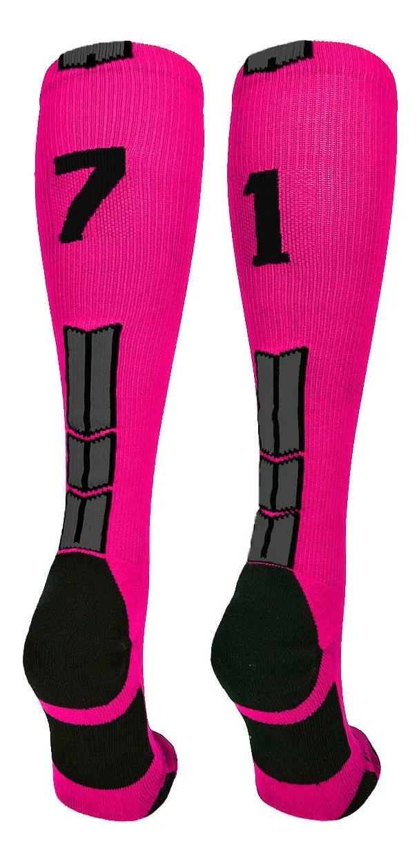 Player Id Jersey Number Socks Over the Calf Length Neon Pink Black