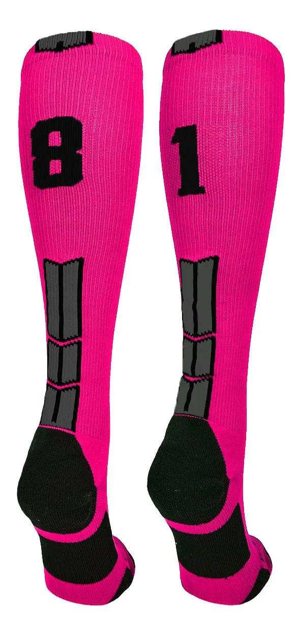 Player Id Jersey Number Socks Over the Calf Length Neon Pink Black