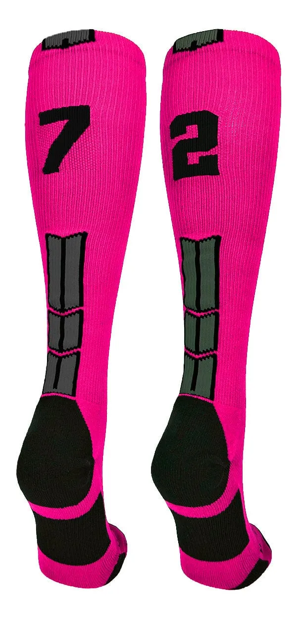 Player Id Jersey Number Socks Over the Calf Length Neon Pink Black