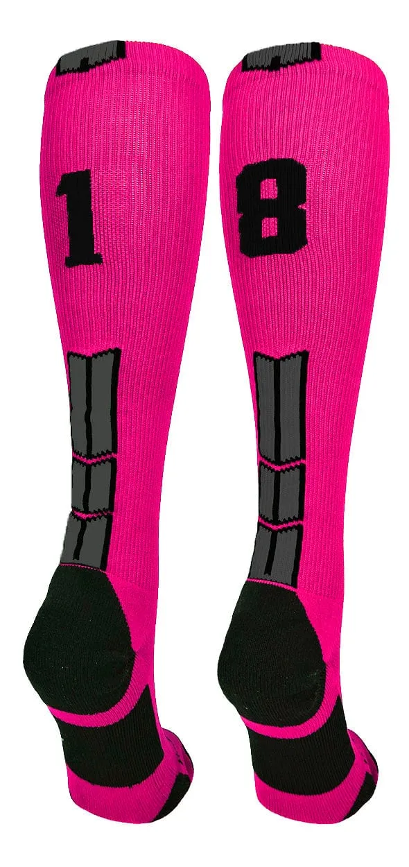 Player Id Jersey Number Socks Over the Calf Length Neon Pink Black