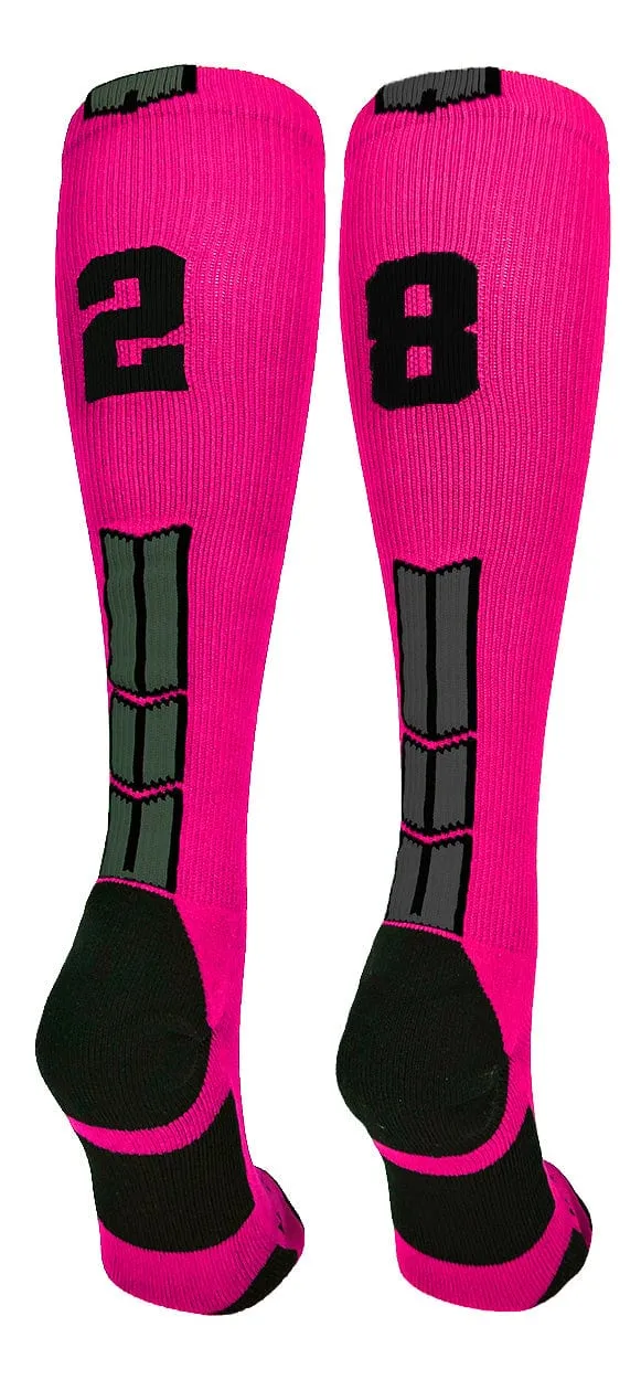 Player Id Jersey Number Socks Over the Calf Length Neon Pink Black