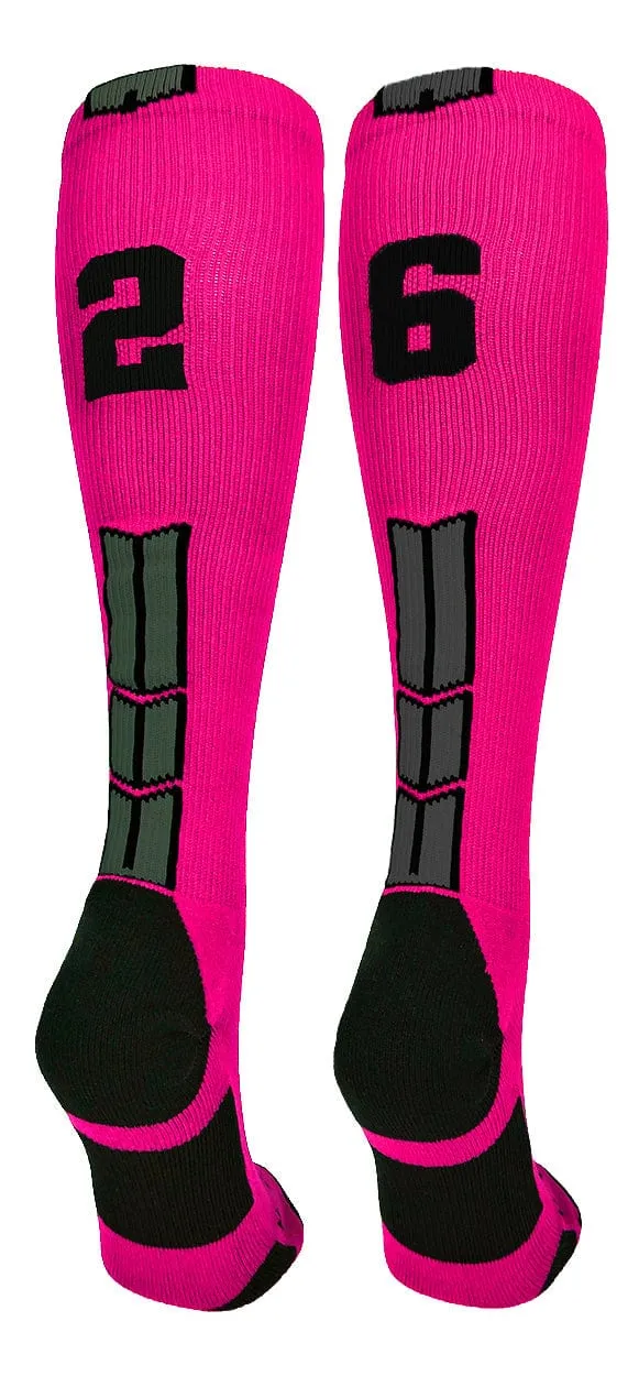 Player Id Jersey Number Socks Over the Calf Length Neon Pink Black