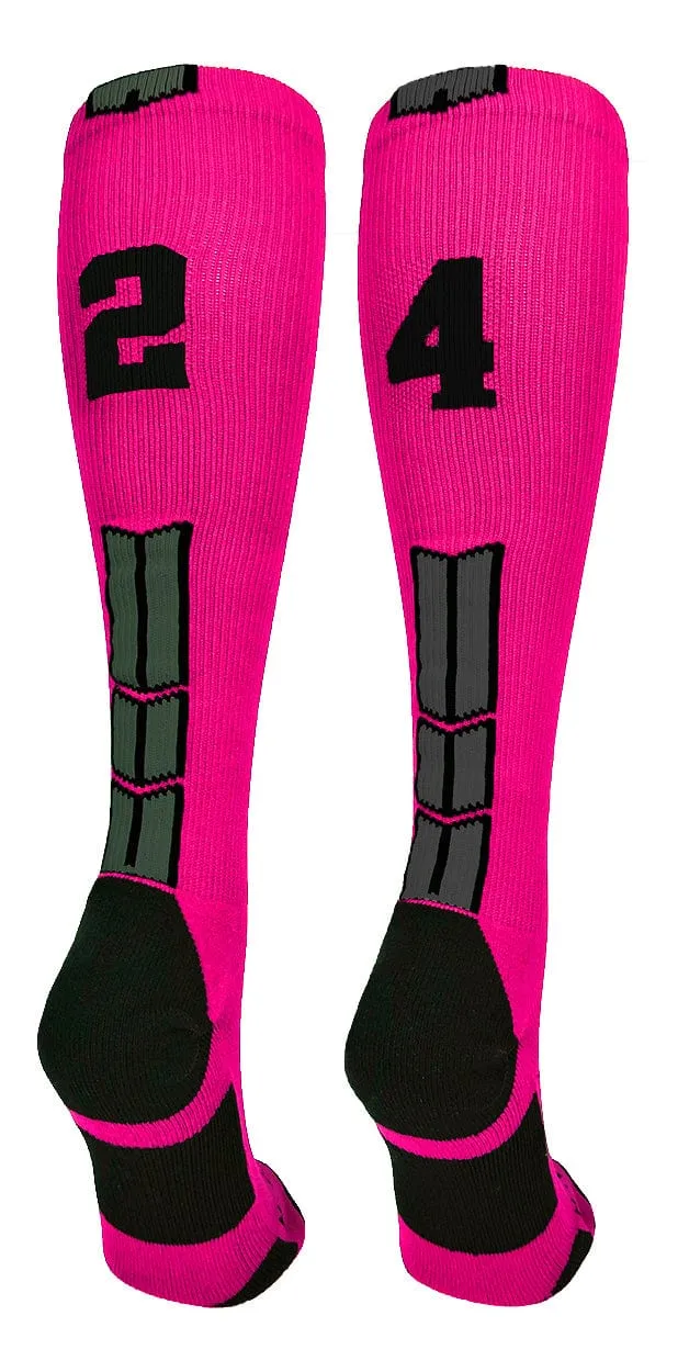 Player Id Jersey Number Socks Over the Calf Length Neon Pink Black