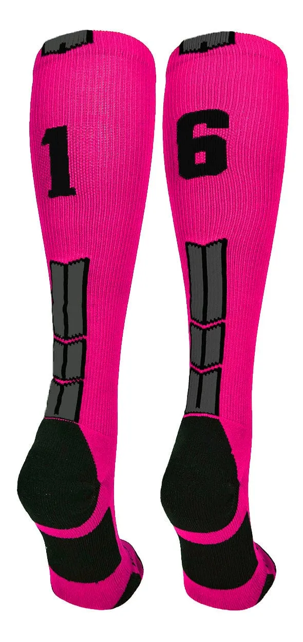 Player Id Jersey Number Socks Over the Calf Length Neon Pink Black