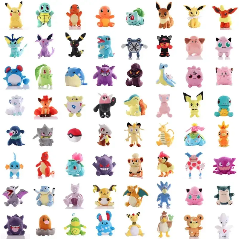 Pokemon Plush Toys: Pikachu, Squirtle, Charmander, Bulbasaur, Charizard, Gengar, Mewtwo - Adorable Stuffed Dolls, Perfect for Kawaii Collections, Hobbies, and Gifts for Kids.