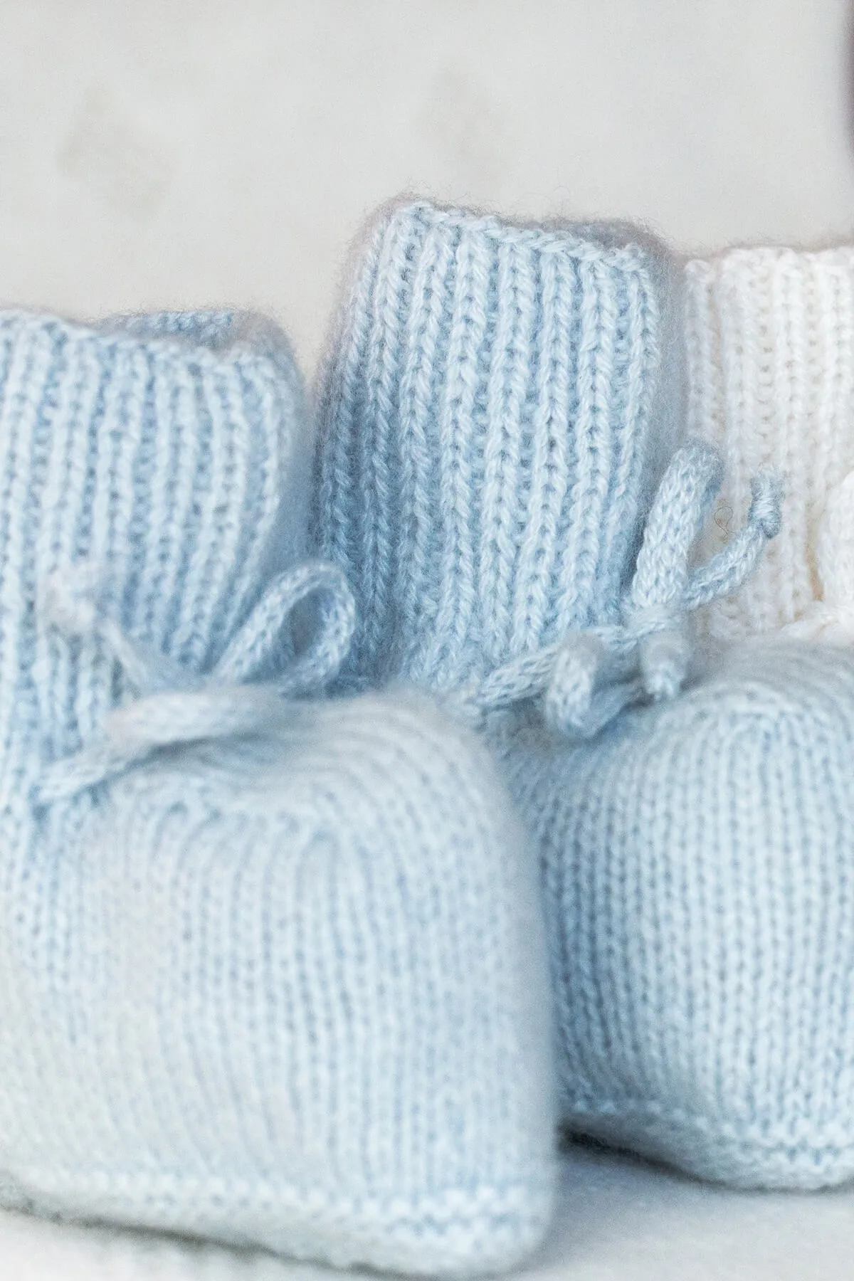 Powder Blue Hand Knitted Cashmere Baby Booties