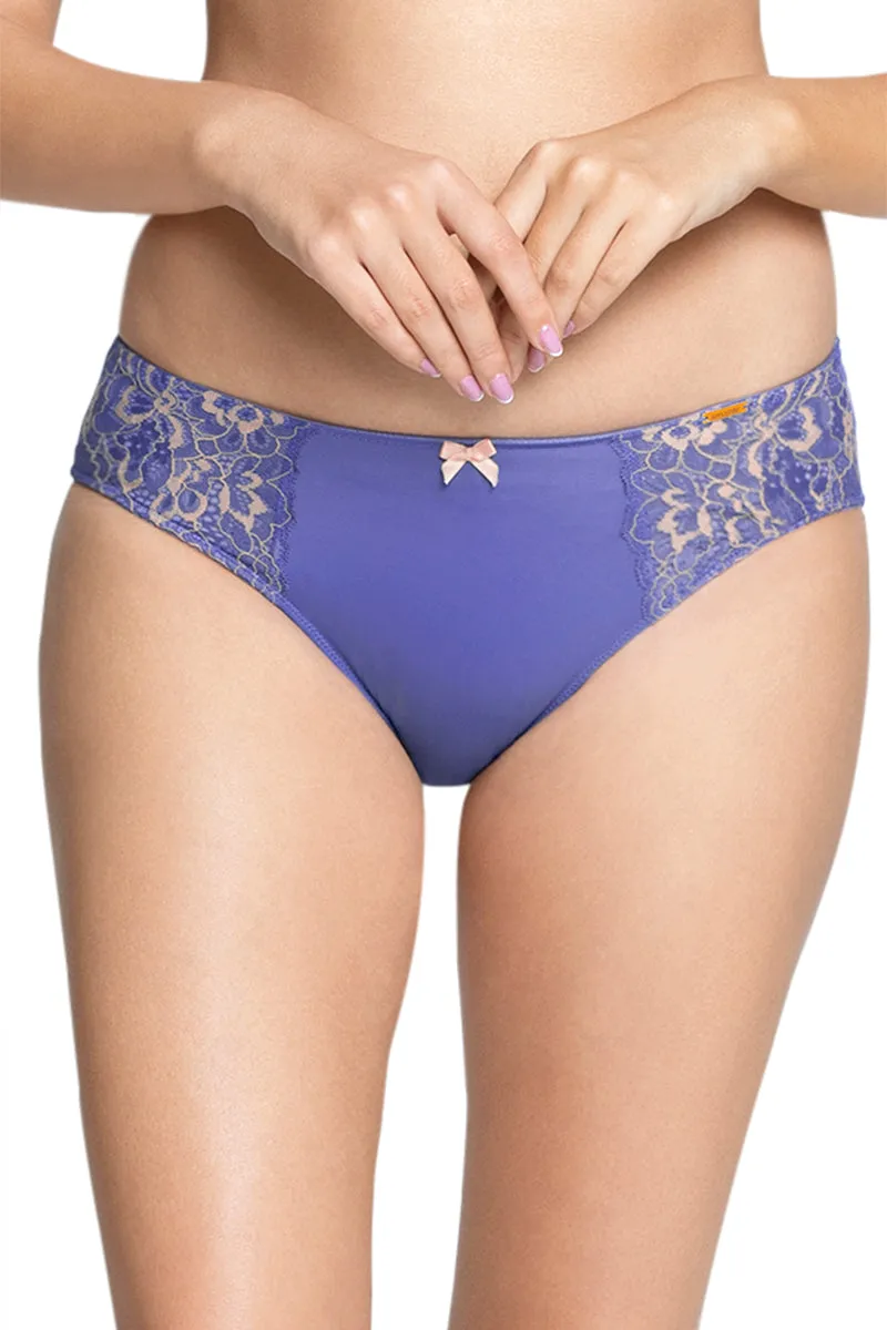 Print Low Rise Seamed Bikini Panty - Periwinkle