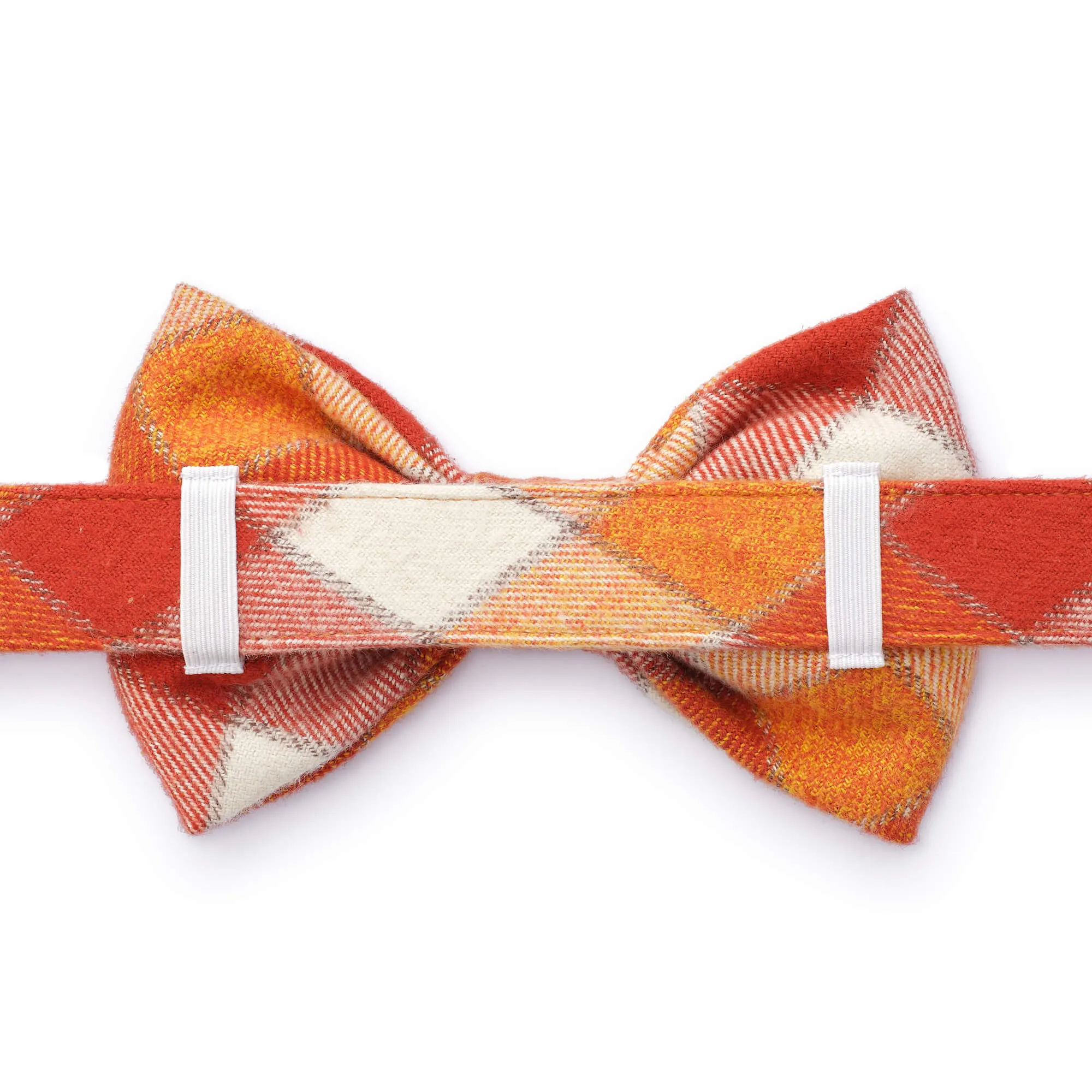 Pumpkin Spice Plaid Flannel Dog Bow Tie