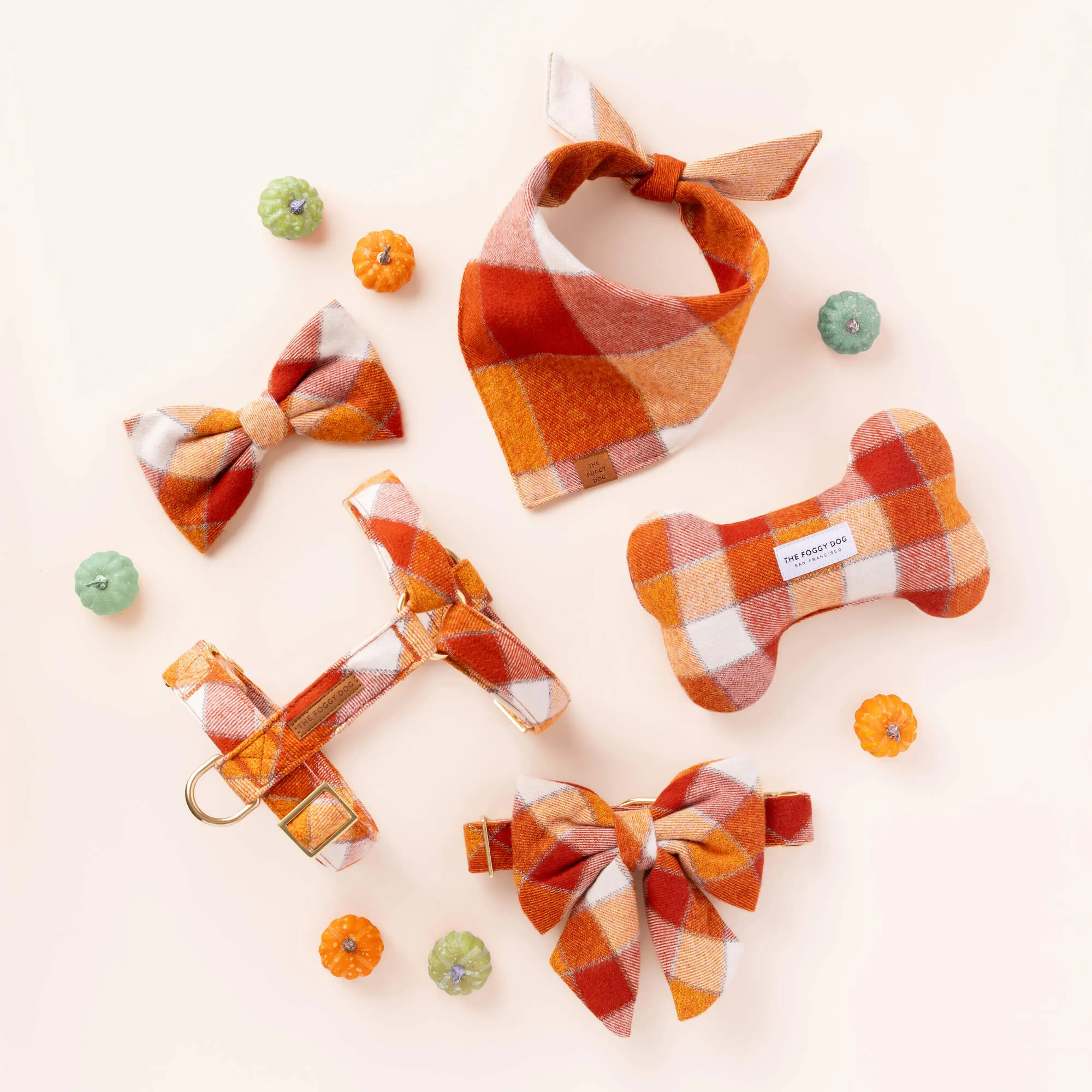 Pumpkin Spice Plaid Flannel Lady Bow Collar