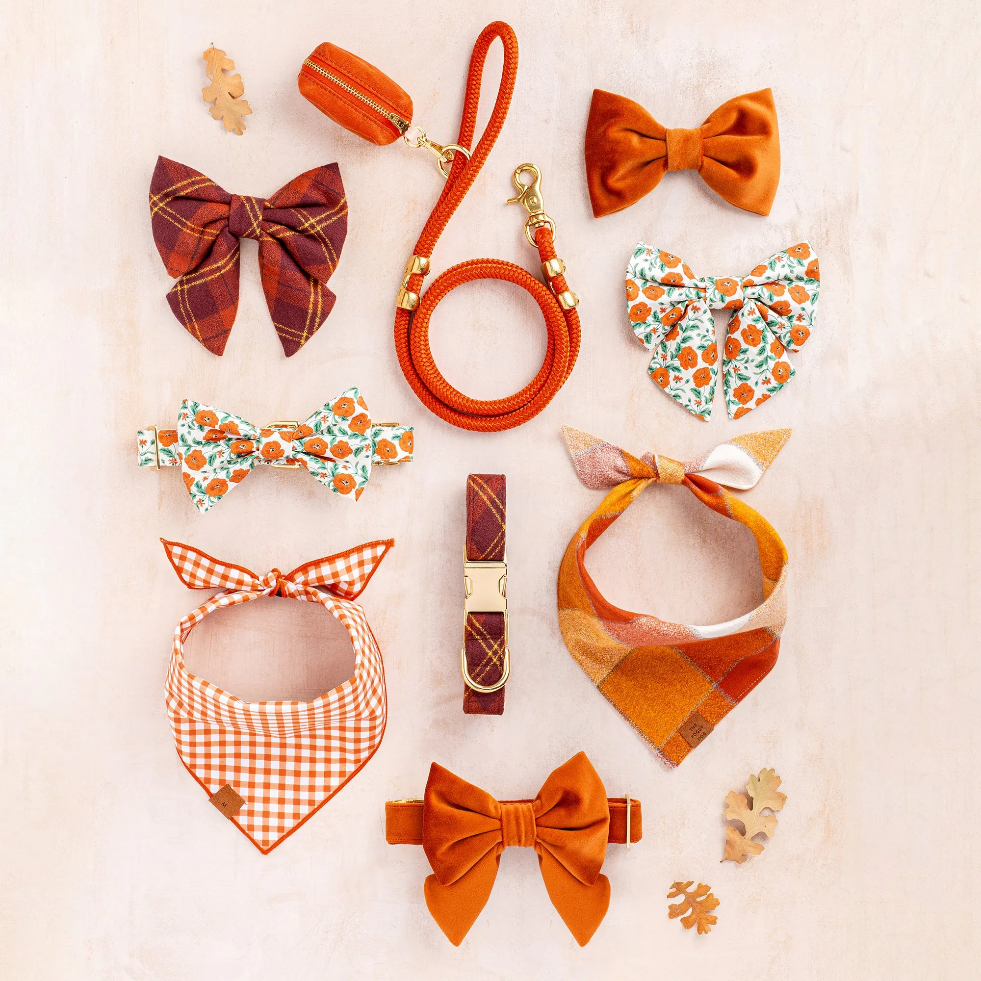 Pumpkin Velvet Dog Bow Tie