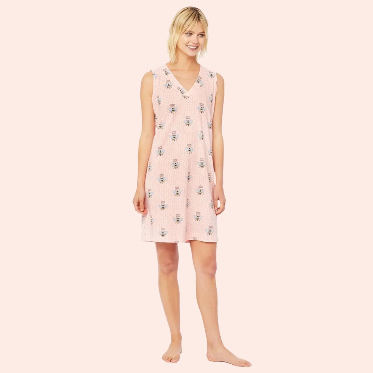 Queen Bee Pima Knit Nightgown - Pink