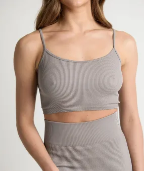 Seamless Contour Rib Crop Top - Frost Grey