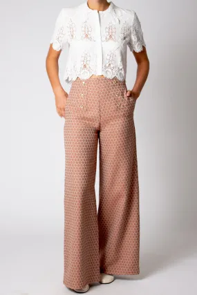 Serafina Monogram Wide Leg Pant - Espresso