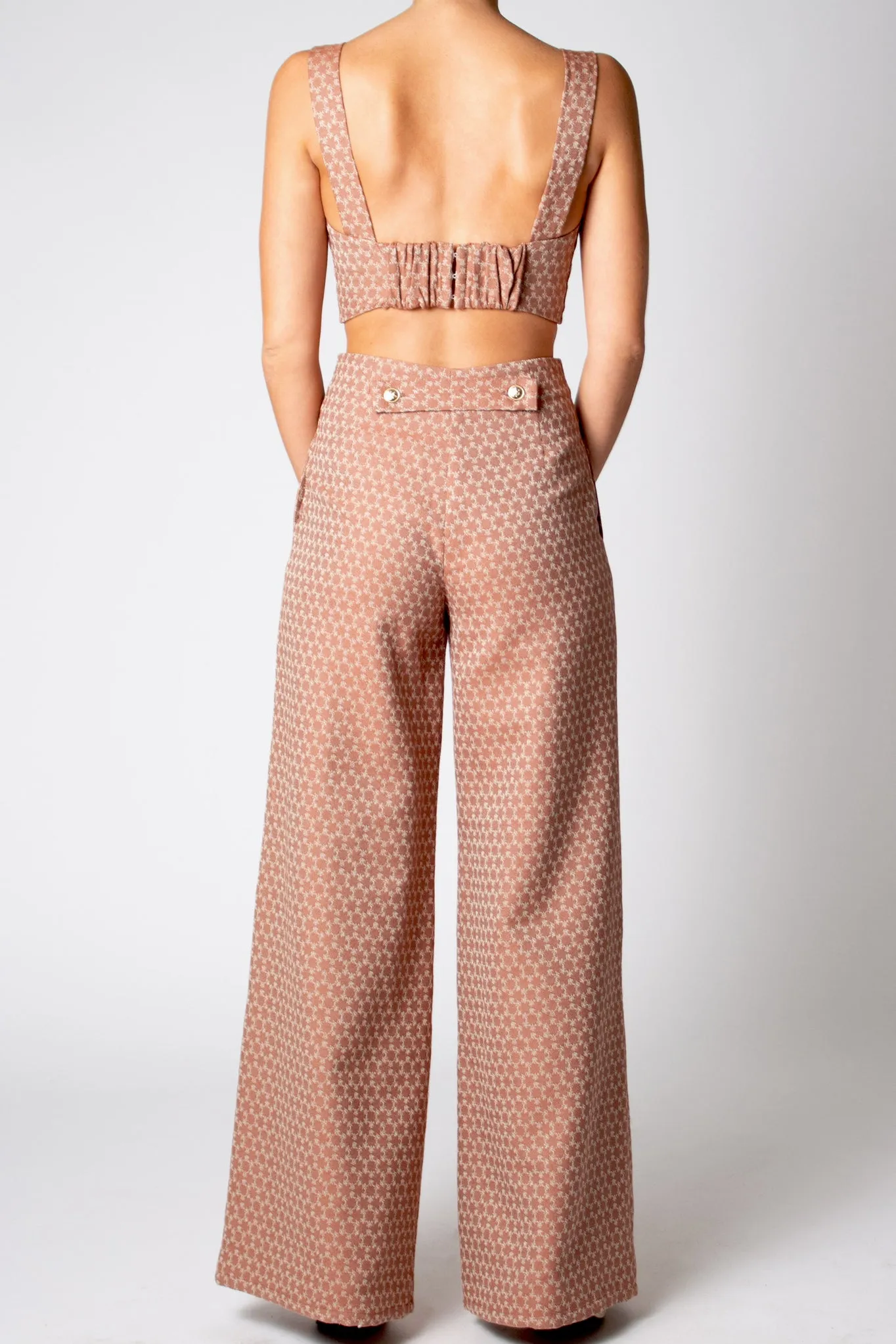 Serafina Monogram Wide Leg Pant - Espresso