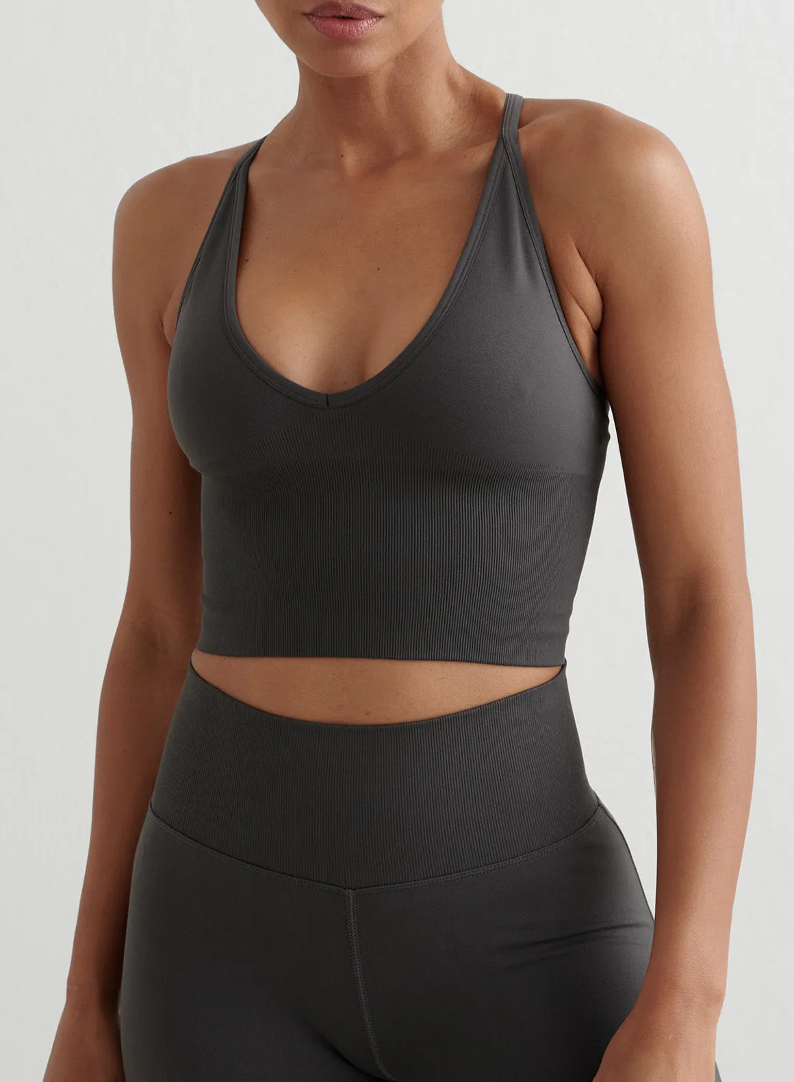 Shadow Grey Shape Seamless Cross Back Bralette