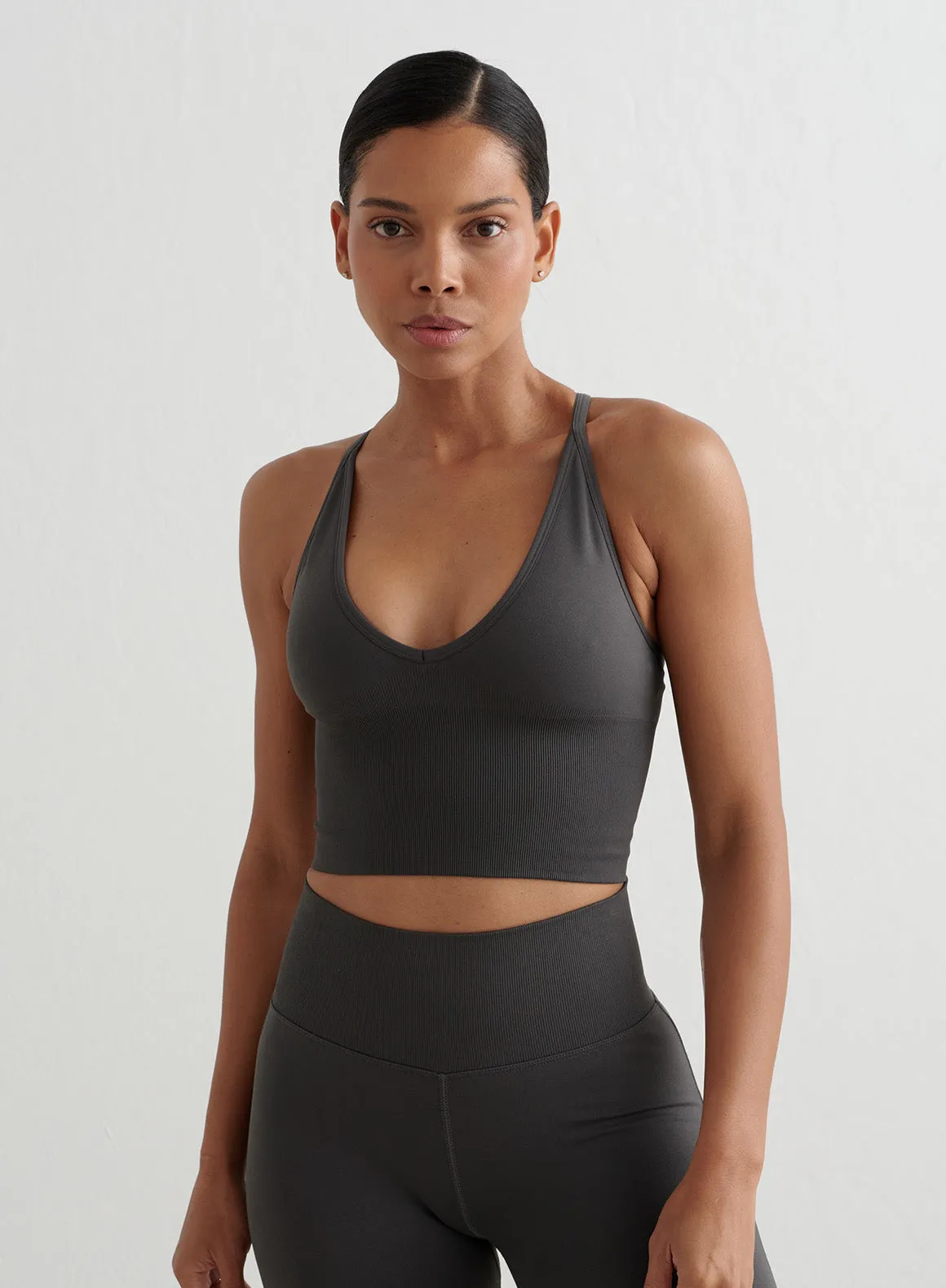 Shadow Grey Shape Seamless Cross Back Bralette