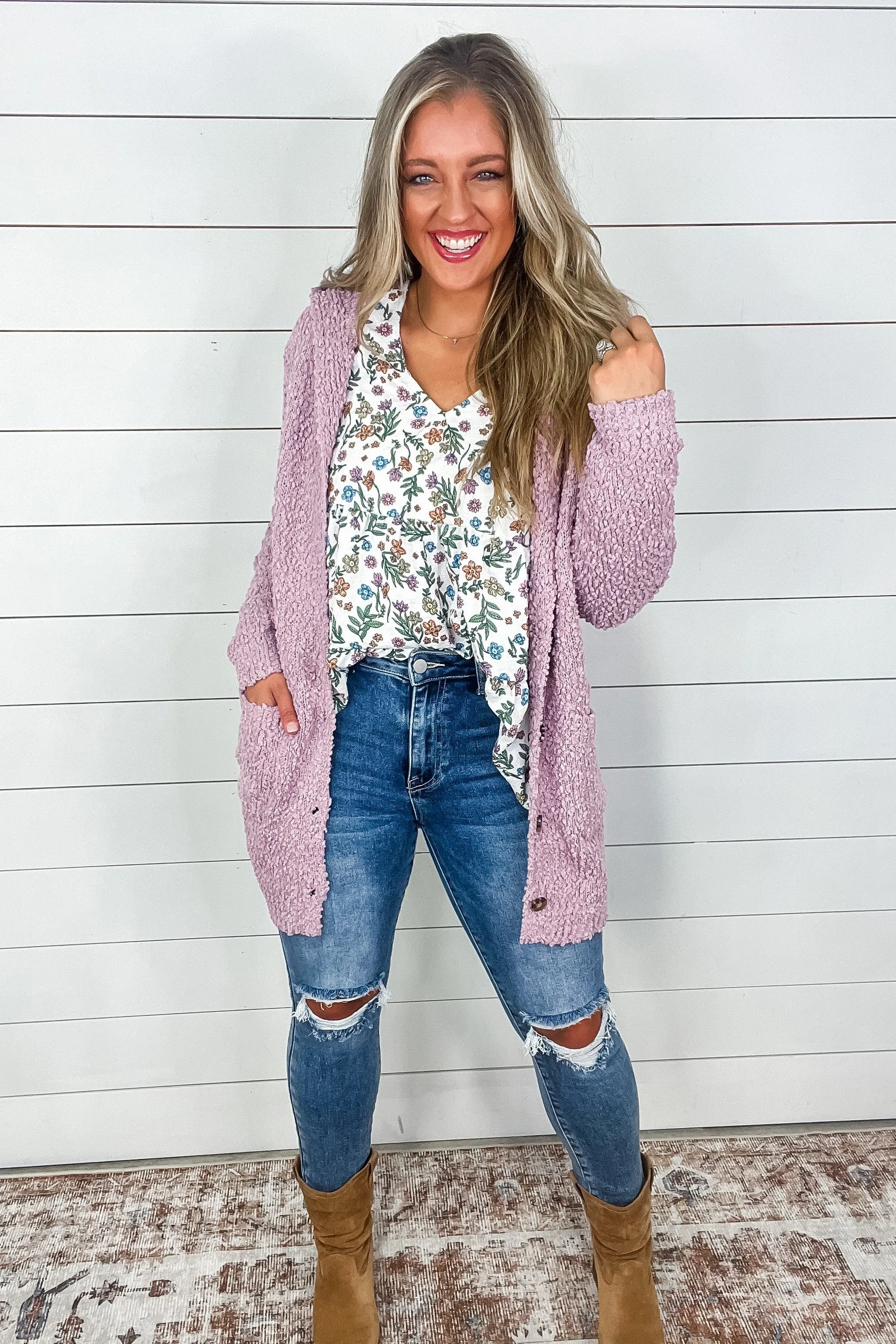 Soft Wisteria Hooded Cardigan