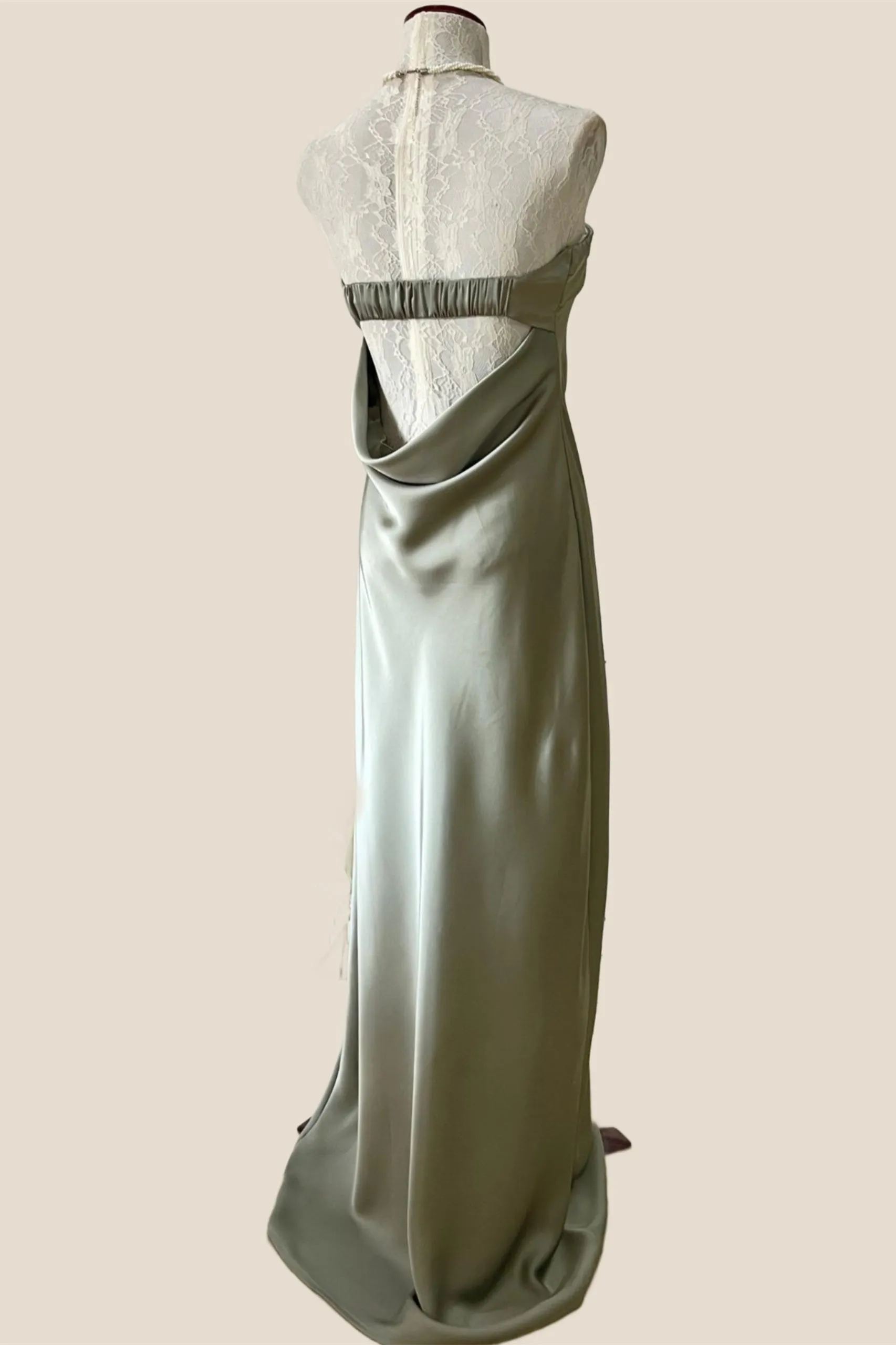 Strapless Sage Sheath Party Dress