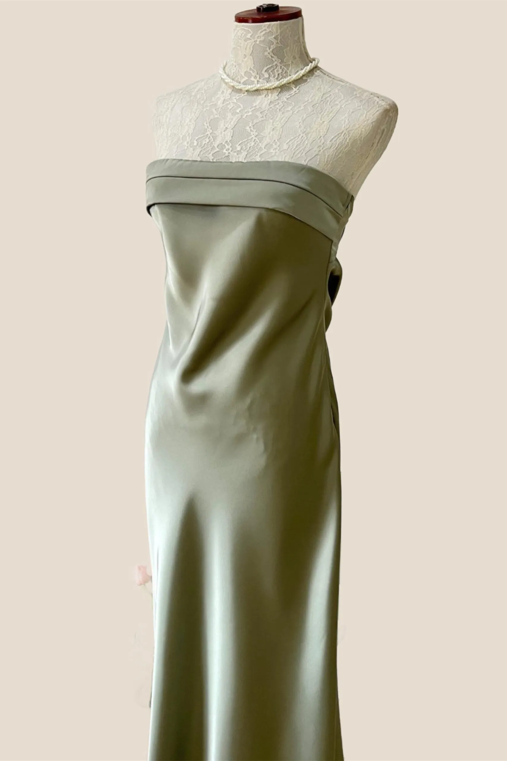 Strapless Sage Sheath Party Dress