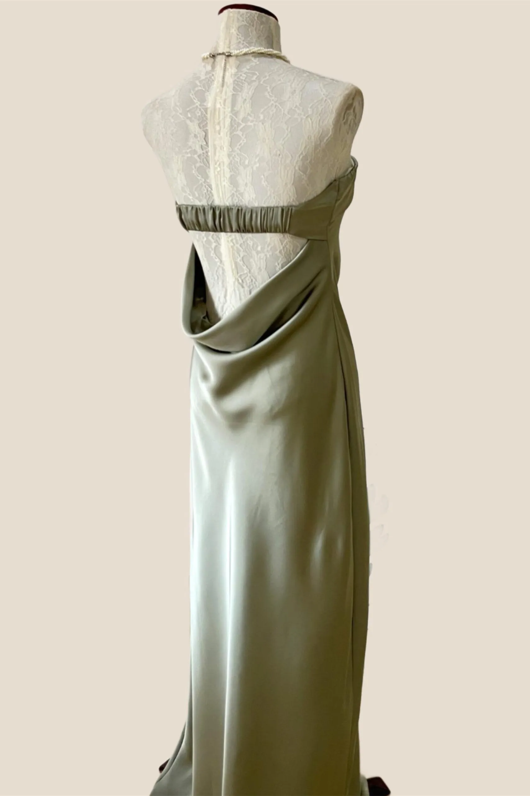 Strapless Sage Sheath Party Dress