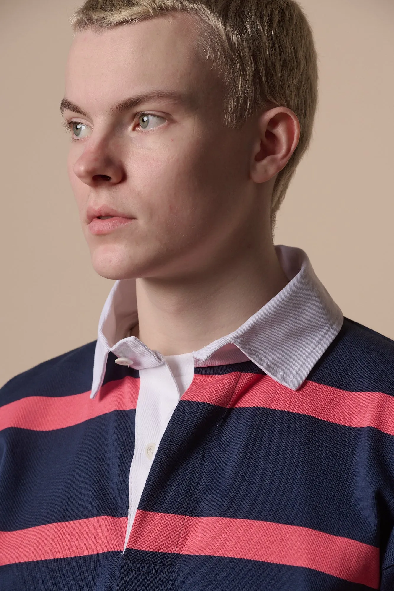 Stripe Rugby Shirt - Navy/Pink