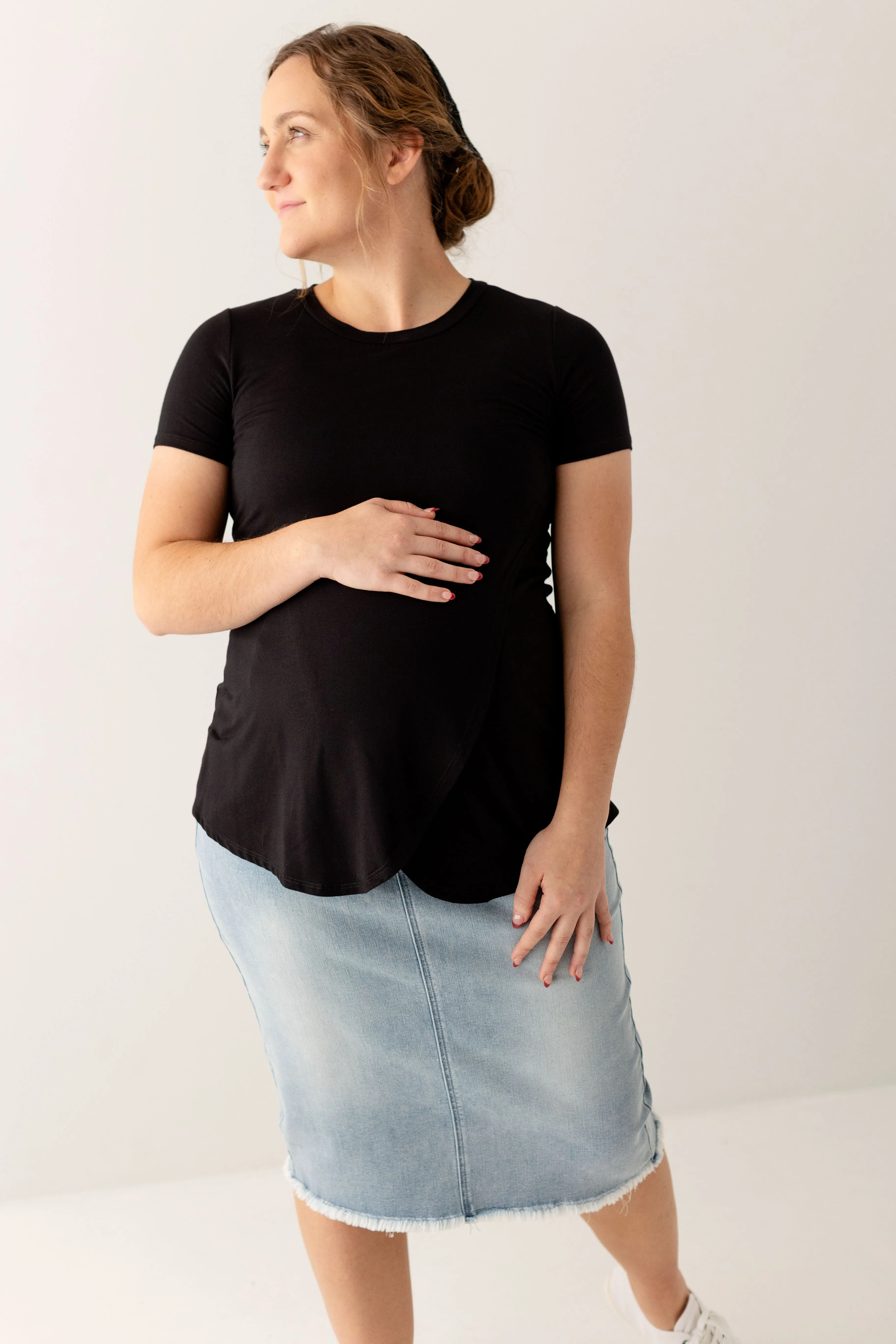 'Tara' Asymmetrical Wrap Maternity Nursing Top FINAL SALE