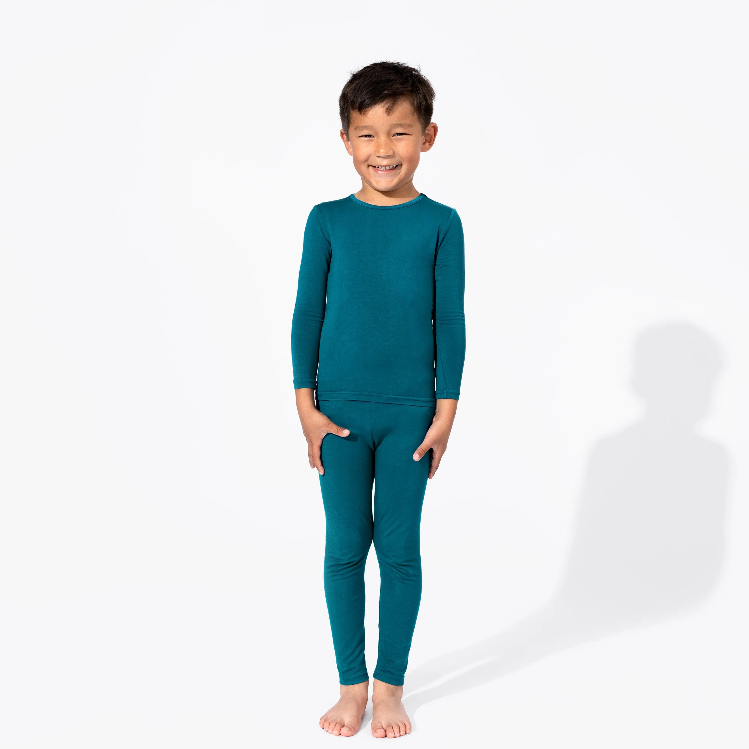 Teal Blue Bamboo Kids Pajamas