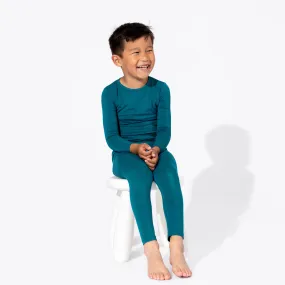 Teal Blue Bamboo Kids Pajamas