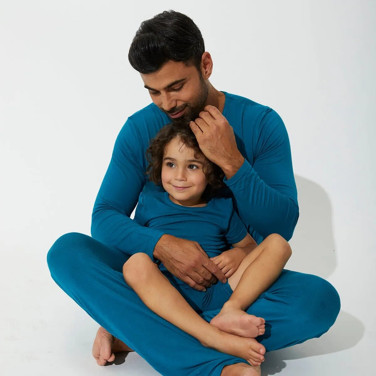 Teal Blue Bamboo Men's Pajama Set