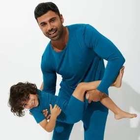 Teal Blue Bamboo Men's Pajama Set