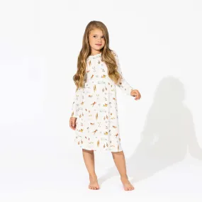 Vintage Holiday Bamboo Girls' Long Sleeve Dress