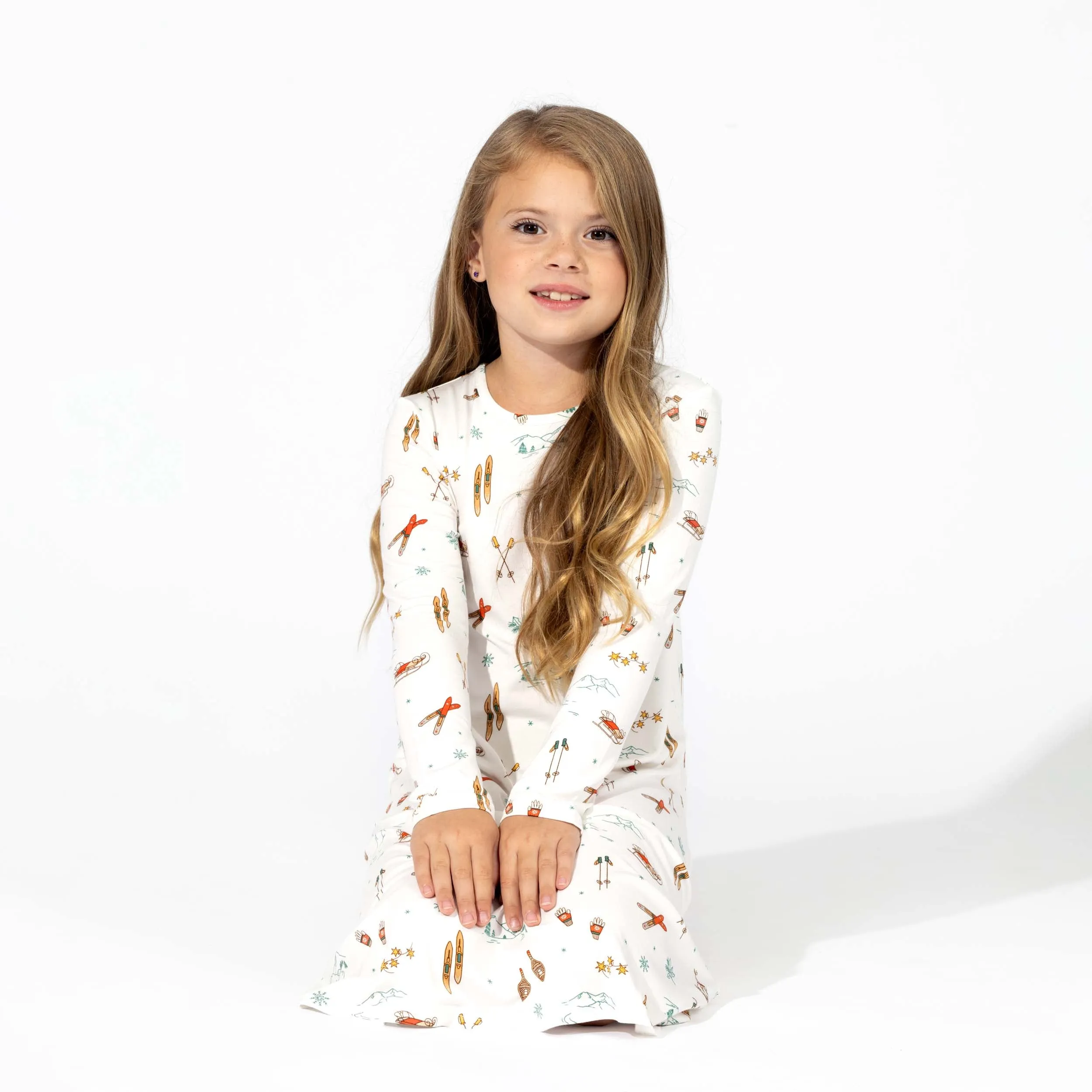 Vintage Holiday Bamboo Girls' Long Sleeve Dress