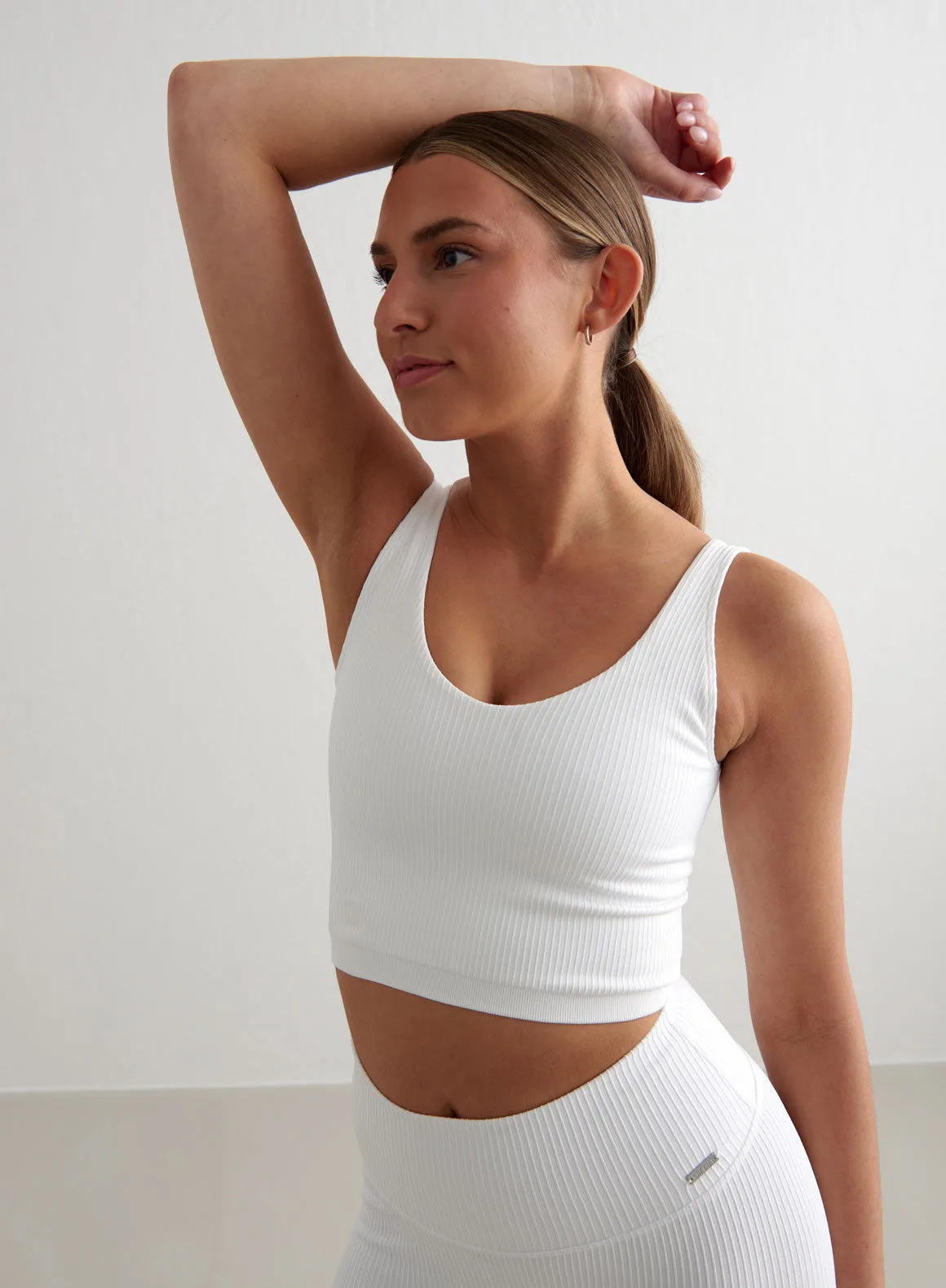 White Ribbed Seamless Bralette