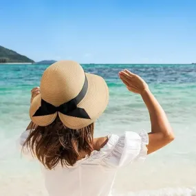 Women's Wide Brim Sun Hat - Summer Packable & Foldable Beach Straw Hat - UPF 50  | Adjustable Strap